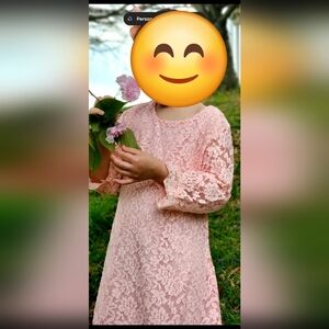 Pink Lace Kids Dress About Size 7 Size 150